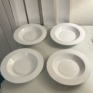 Set of 4 White Narrow Rim (Pyroceram) by CORNING 9” Soup Bosls